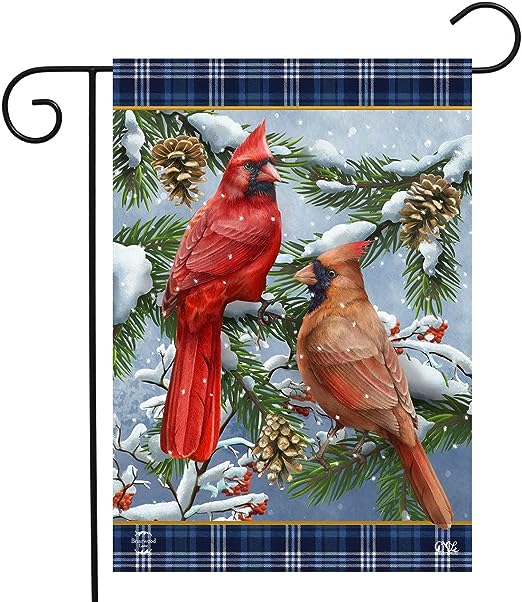 Wintertime Cardinals Garden Flag