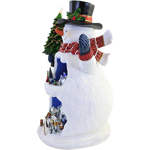 Musical LED Action Snowman w/ People in a Snow Scene Musical, 12"