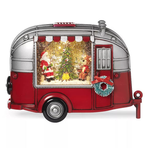 LED Swirl Santa Camper Water Globe, 6.5"