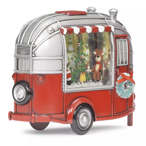 LED Swirl Santa Camper Water Globe, 6.5"