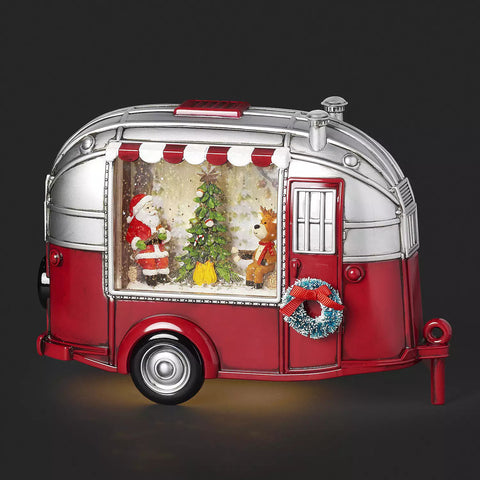LED Swirl Santa Camper Water Globe, 6.5"