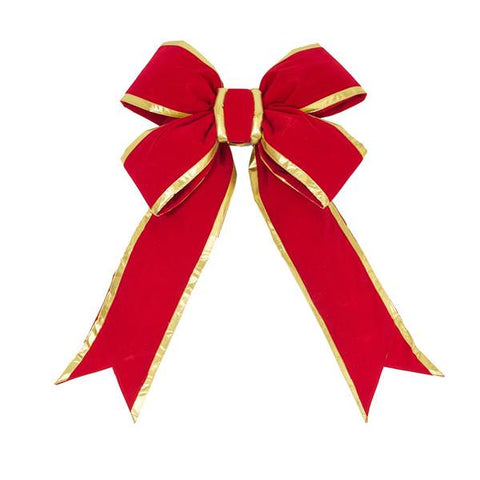 72" Indoor Structure Bow, Red Velvet with Gold Lame Trim