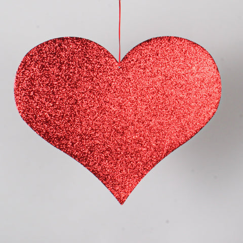 Foamboard Heart Ornament, 19" x 23" (Red Glitter)