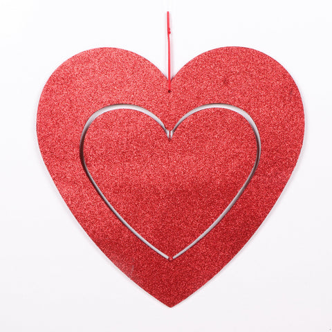 Foamboard 2 Layer Heart Shape Ornament, 17" x 17" (Red Glitter)