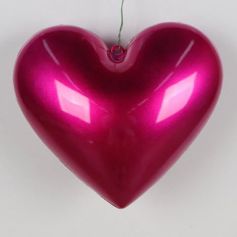 Plastic Heart Ornament, 8" (Fuchsia)