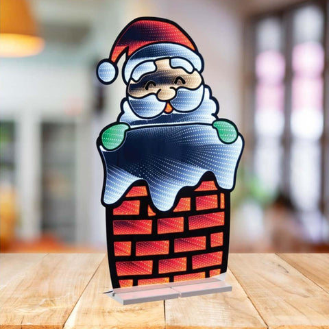 Santa Claus and Chimney, Christmas Infinity Light, Acrylic w/UL Plug, 35"