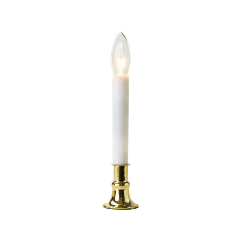 Brass Electric Warm White LED Bulb Candle W/ Timer, 9" (Set of 4)