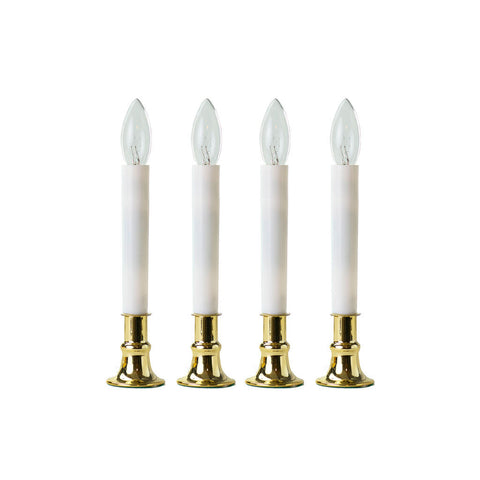 Brass Electric Incandescent Bulb Candle, Steady Burning, 9" (Set of 4)