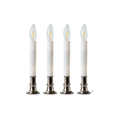Dark Pewter Warm White LED Bulb Candle W/ Sensor, 9" (Set of 4)