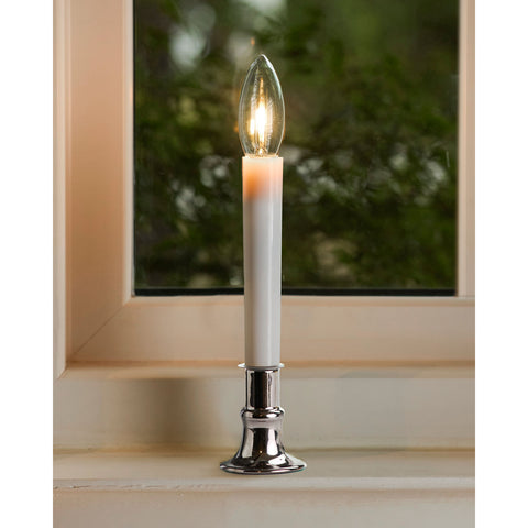 Dark Pewter Warm White LED Bulb Candle W/ Sensor, 9" (Set of 4)