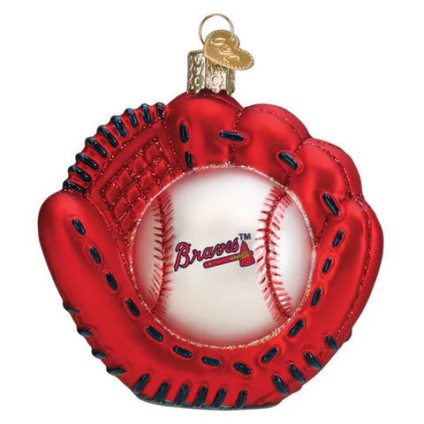 Braves Baseball Mitt Ornament, 3.75"