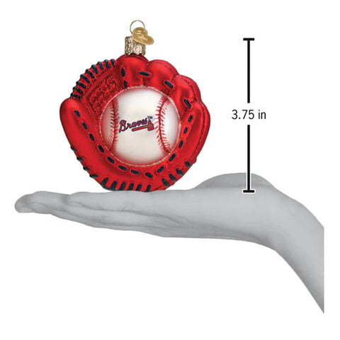 Braves Baseball Mitt Ornament, 3.75"
