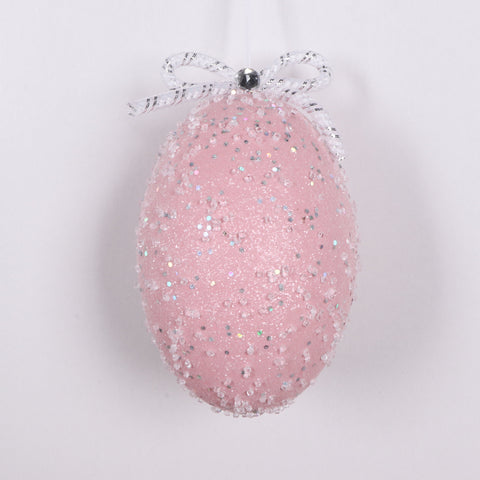Beaded Morandi Light Pink Easter Egg Ornament, 8.2" (210mm)