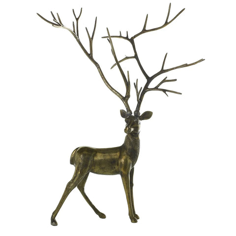 Metal Stag Statue, 43" (Antique Gold)