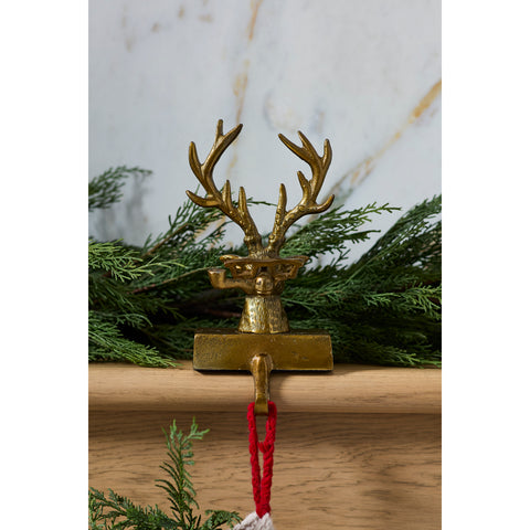 E + E Frankie the Buck Stocking Holder, 4.75"x 2.75"x 9.5" (Antique Gold)