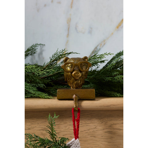 E + E Beatrice the Bear Stocking Holder, 4.75"x 2.75"x 6.5" (Antique Gold)