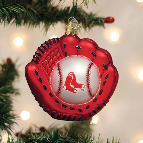 Red Sox Baseball Mitt Ornament, 3.75"
