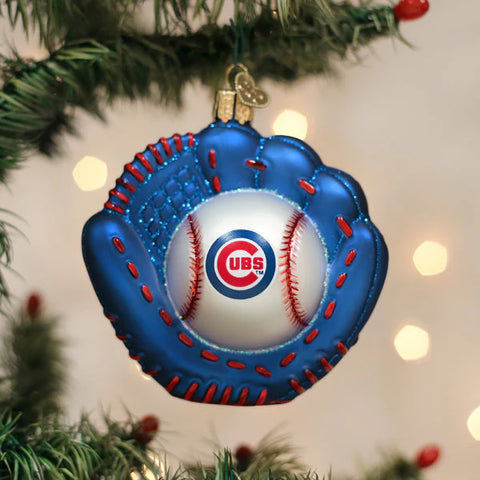Cubs Baseball Mitt Ornament, 3.75"