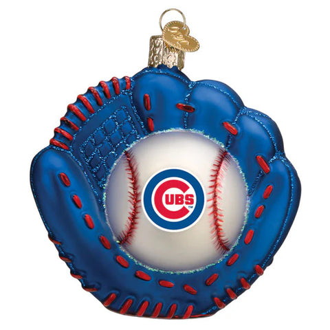 Cubs Baseball Mitt Ornament, 3.75"