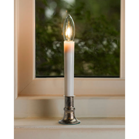 Antique Bronze Warm White LED Bulb Candle W/ Timer, 9" (Set of 4)