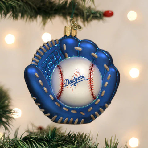 Dodgers Baseball Mitt Ornament, 3.75"