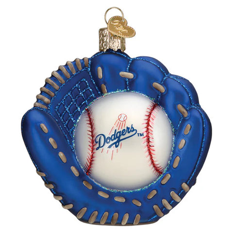 Dodgers Baseball Mitt Ornament, 3.75"