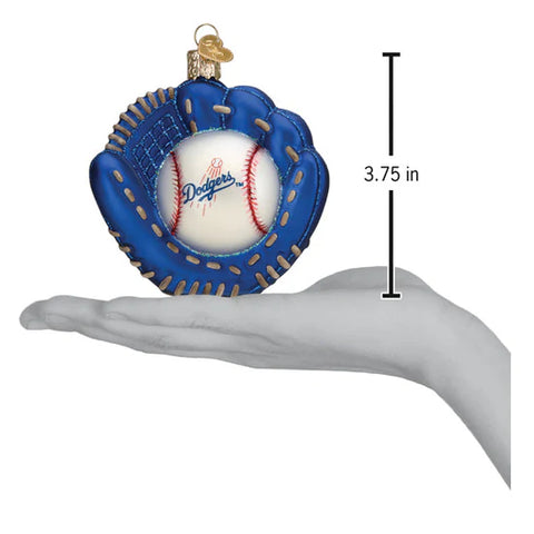 Dodgers Baseball Mitt Ornament, 3.75"