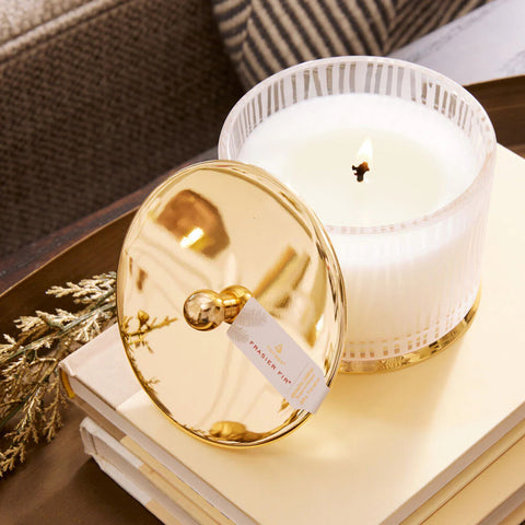 Frasier Fir Gilded Frosted Wood Grain Candle, 9 oz (Medium)