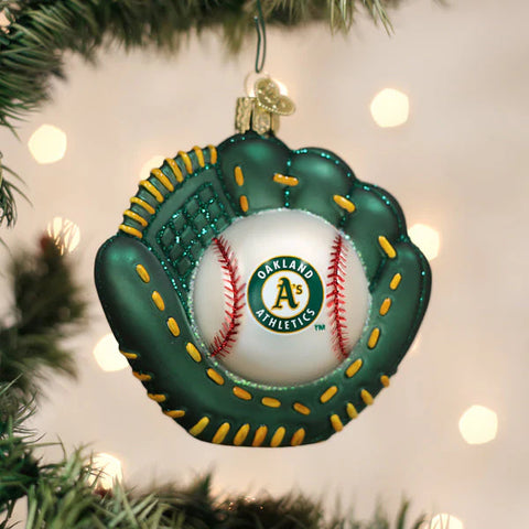 Athletics Baseball Mitt Ornament, 3.75"