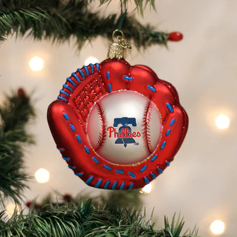 Phillies Baseball Mitt Ornament, 3.75"