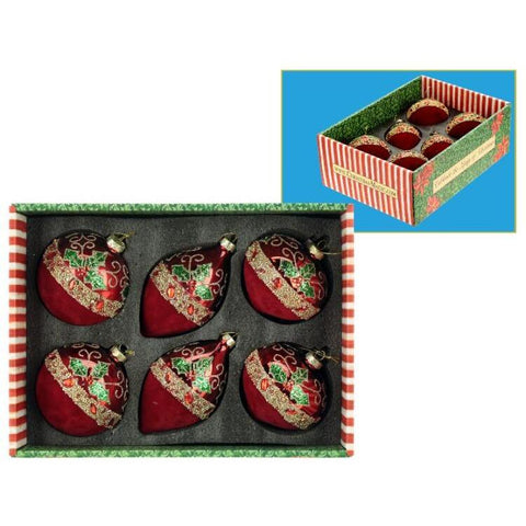 Holly Jewel Ornaments, 4-5" (Set of 6) (Red)