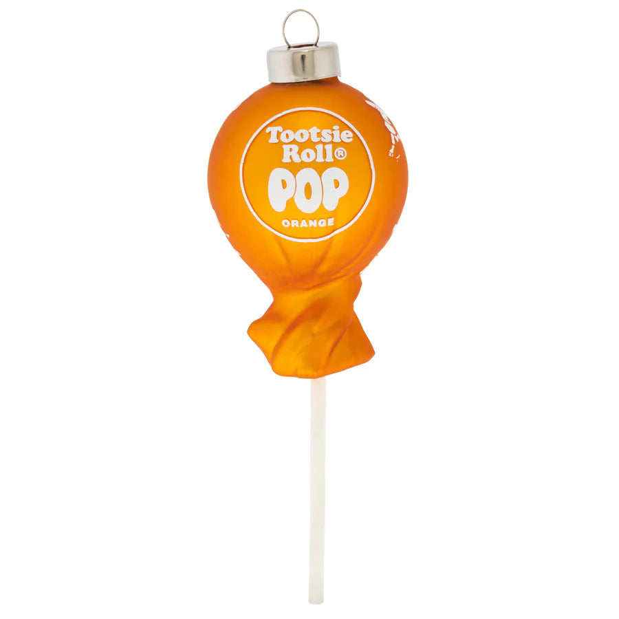 Orange Tootsie Roll Pop Glass Ornament