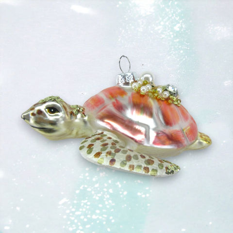 Pink Shimmer Turtle Ornament