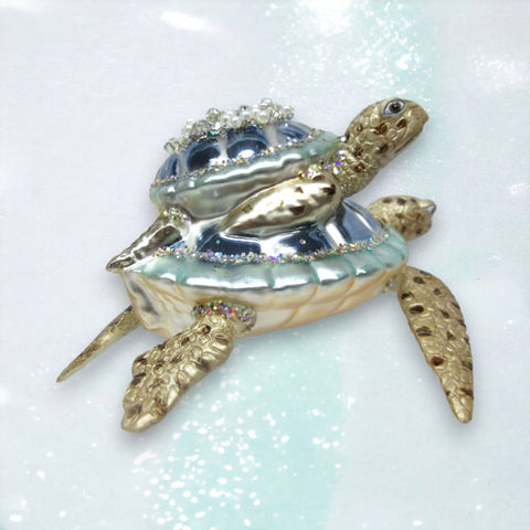 Blue Turtle w/Baby Ornament