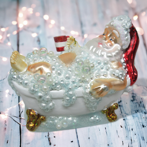 Santa in Bathtub Ornament