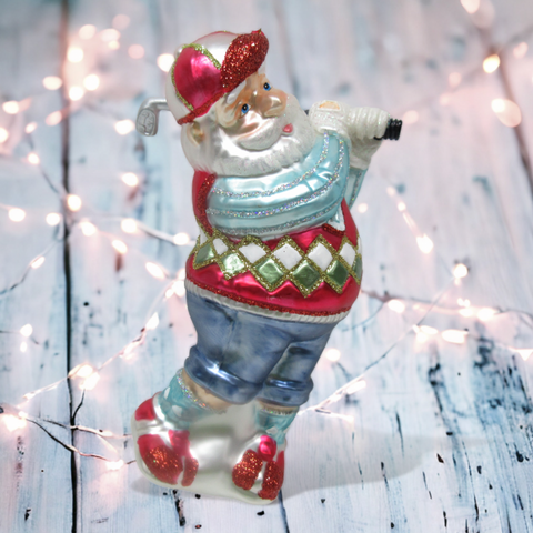 Golfing Santa Ornament