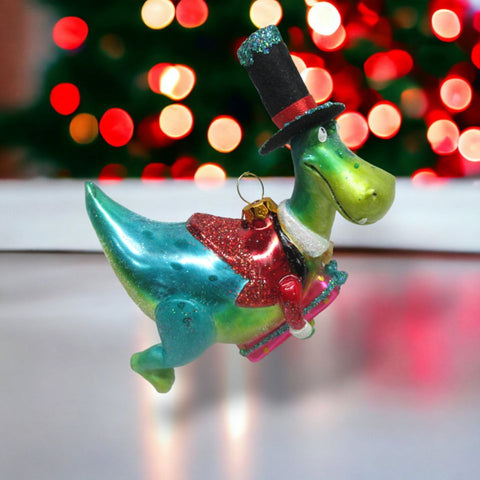 Dinosaur w/Top hat Ornament