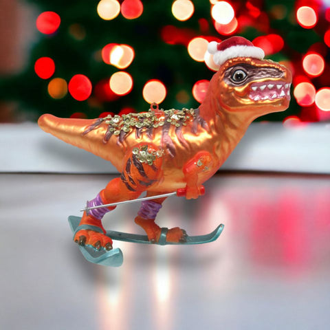 Dinosaur on Skis Ornament