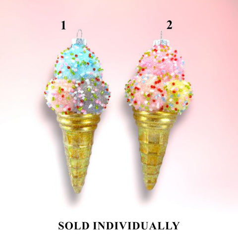 Triple Scoop Ice Cream Cone Ornament (2 styles - sold individually)