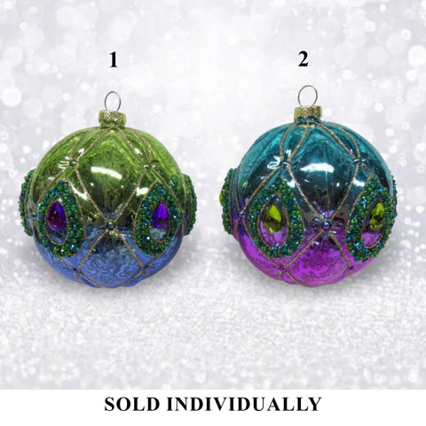 Peacock Ball Ornament (2 styles - sold individually)
