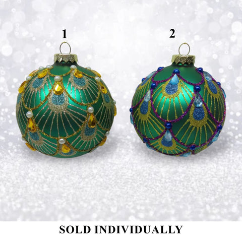Peacock Fan Ball Ornament (2 styles - sold individually)