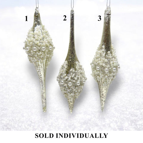 Silver Finial W/ Pearls Ornament (3 styles - sold individually)