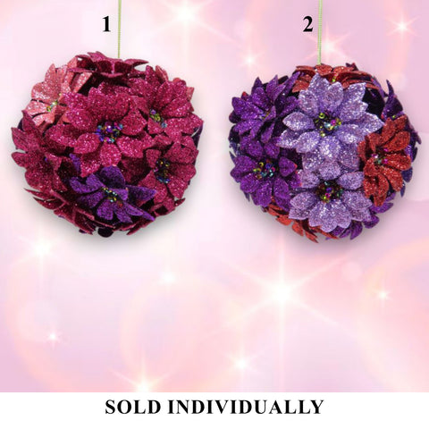 Pink/Purple Flower Ball Ornament (2 styles - sold individually)