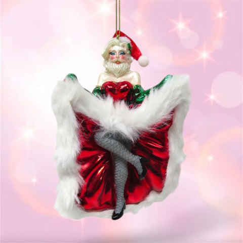 Can Can Santa in a Dress Ornament