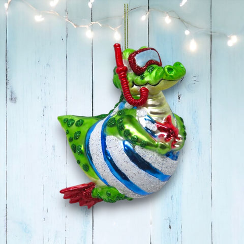 Plump Snorkeling Gator Ornament