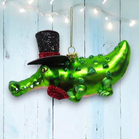 Gator Groom W/ Top Hat Ornament