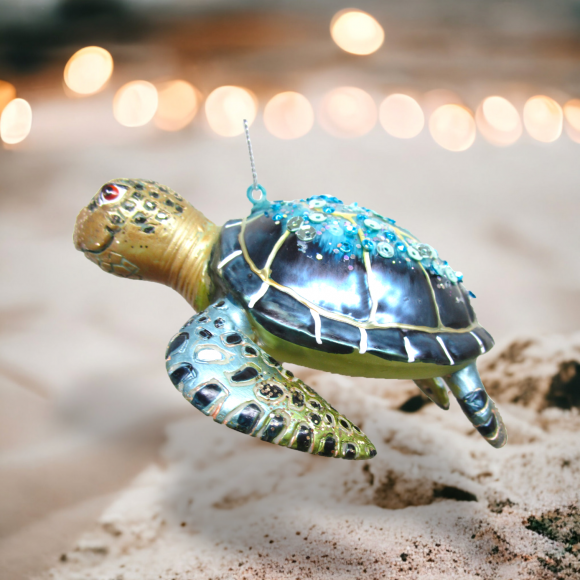 5" Sea Turtle w/Smile Glass Ornament