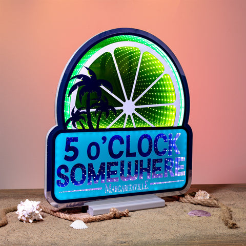 Margaritaville 5 O'clock Somewhere Lime Infinity Light, Acrylic, W/ UL Plug, 17.5"