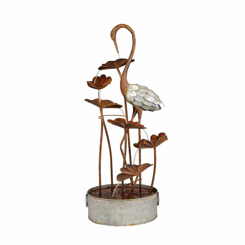Crane/Lily Pad Fountain, Metal, 50"