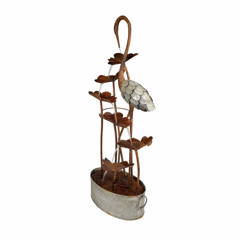 Crane/Lily Pad Fountain, Metal, 50"